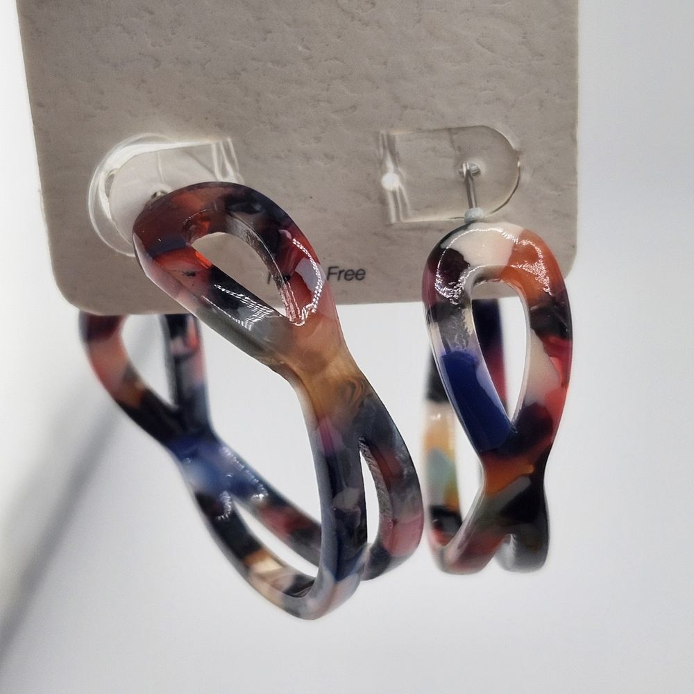 Nwt Maurices Acrylic Multicolor Hoop Earrings